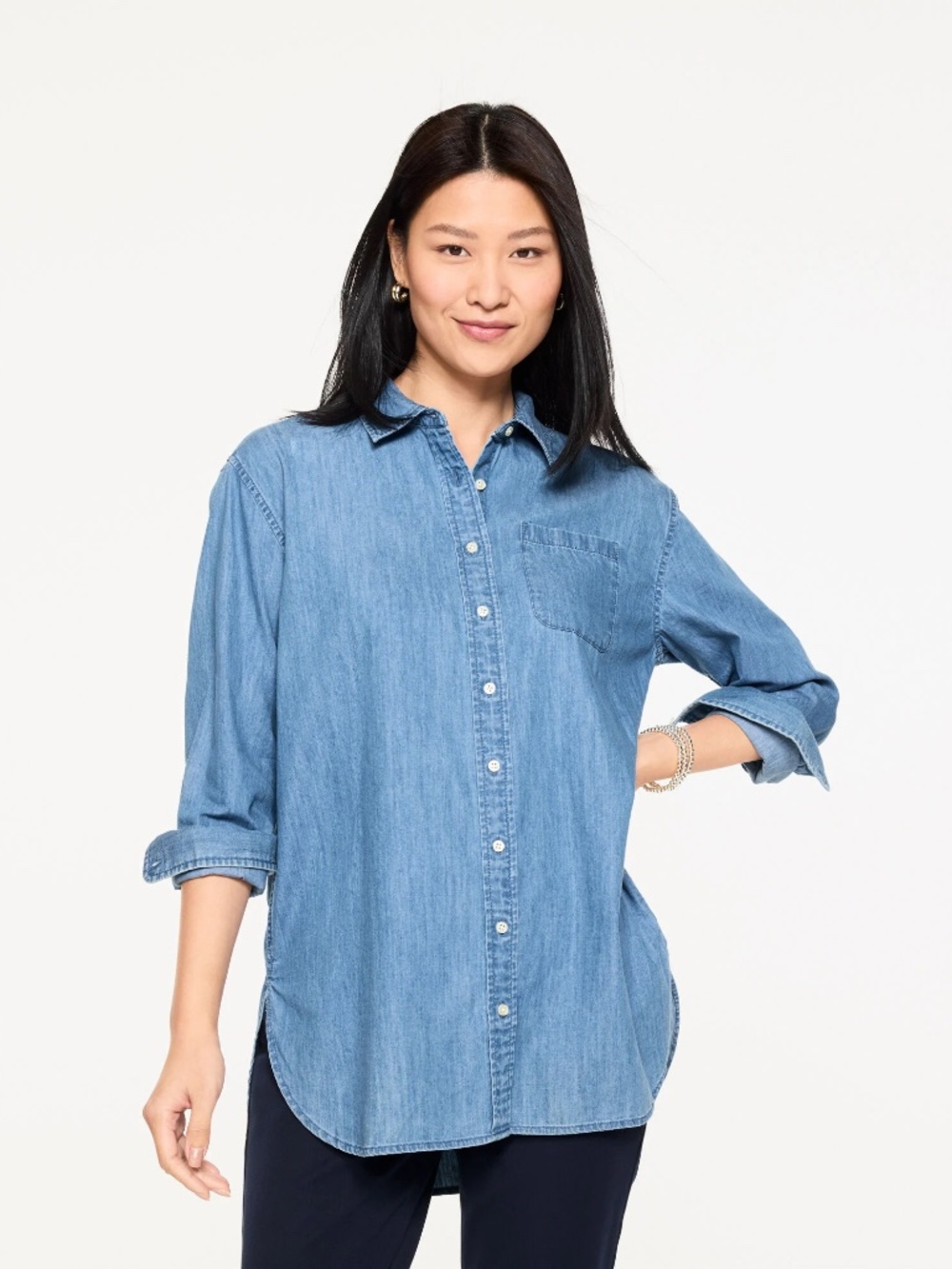 Talbots Denim Everyday Relaxed Shirt - Vista Cloud Wash